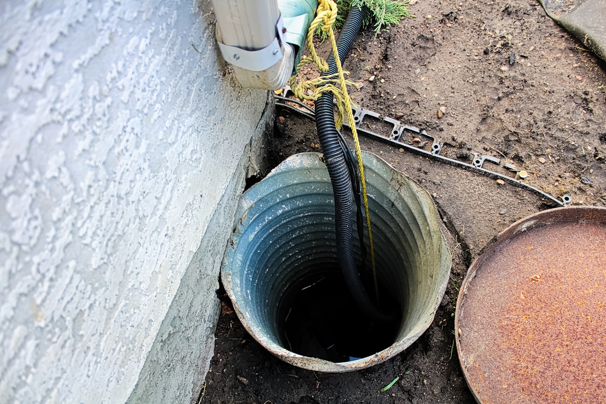 Residential sewer access before trenchless replacement.