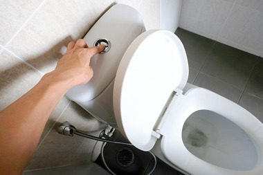 Hands, Of, Men, , Press, The, Water, Button, , Flush, The, Toilet, 